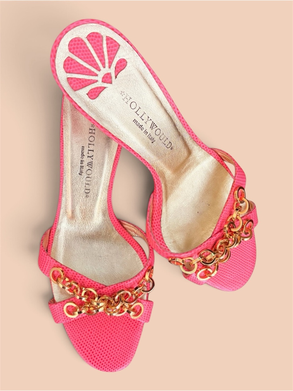 Pink Hollywould Chain-Accent Women's Slide Sandals
